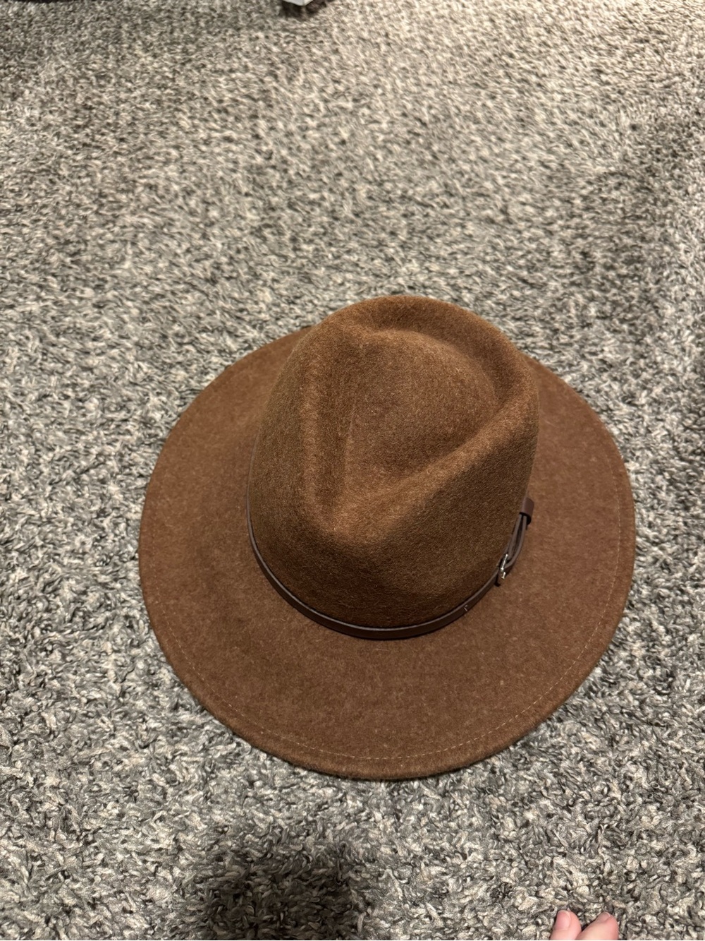 Cost Plus World Market Brown Wool Fedora Hat with Leather Band